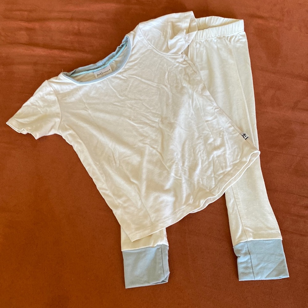 Jax & Lennon Short Sleeved Pajama Set in Cream/Sage